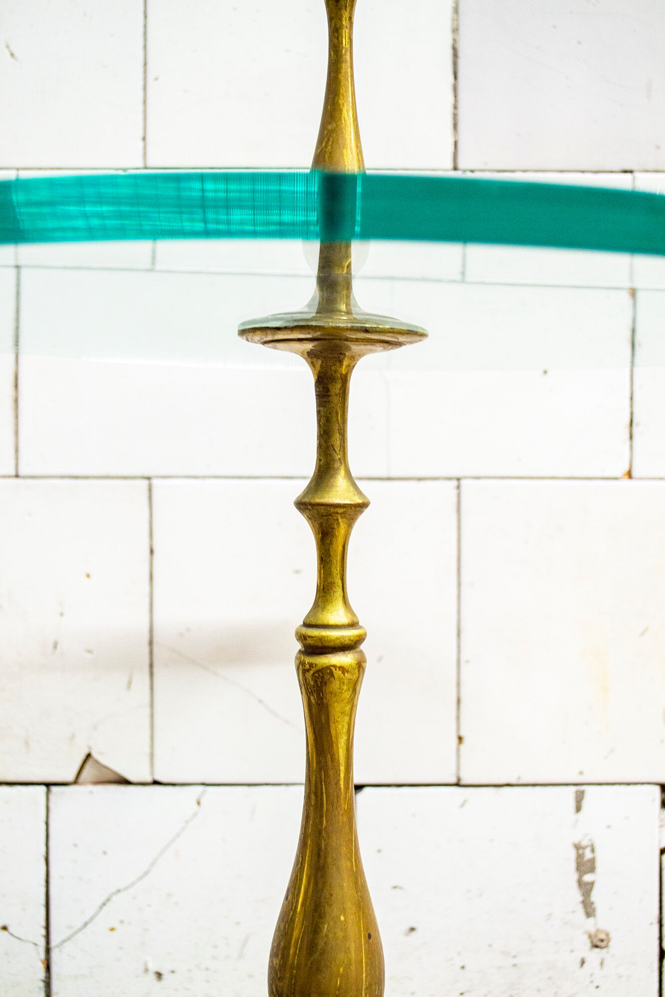 Coffee table in brass and glass, 50s ITalia