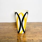 Vase Saint Clément Années 60-70 Design Géométrique Jaune Noir 24cm Vintage