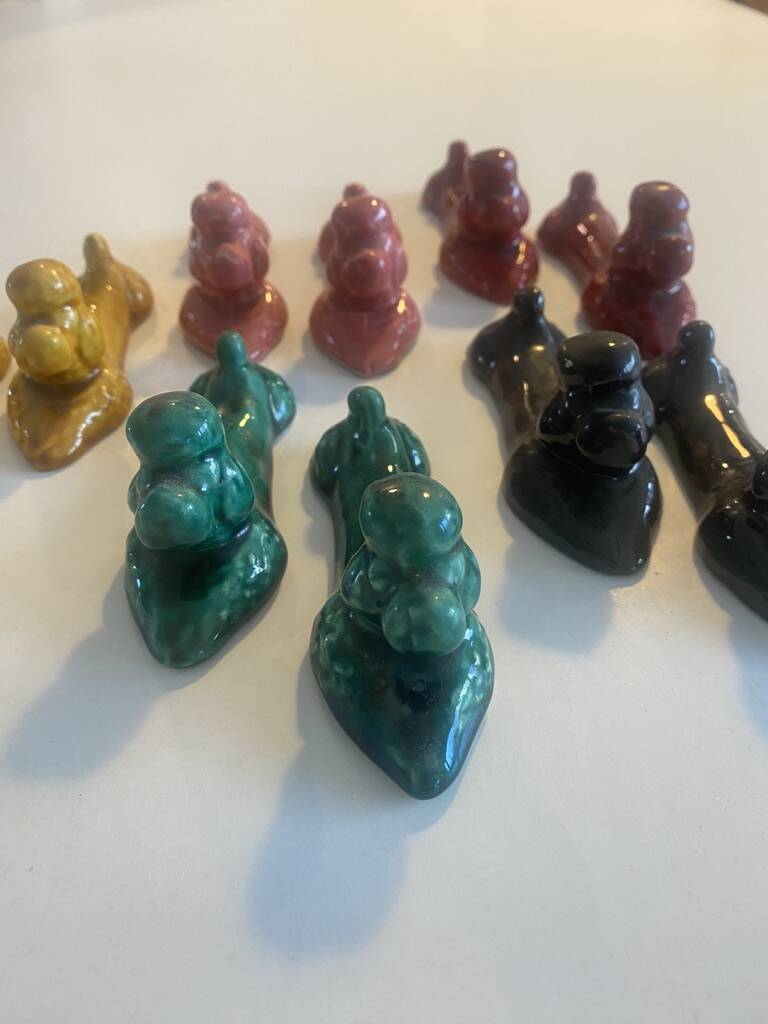 8 Knife holders "the poodles" Vallauris - Earthenware - 10x4cm