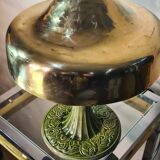 Varnished cast iron lamp and hammered brass lampshade 1920 art deco 32x23