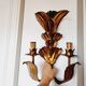 Magnificent Italian Wall Lamp 2 Lights Year 1960 Hoas de Palma Gilt Bronze