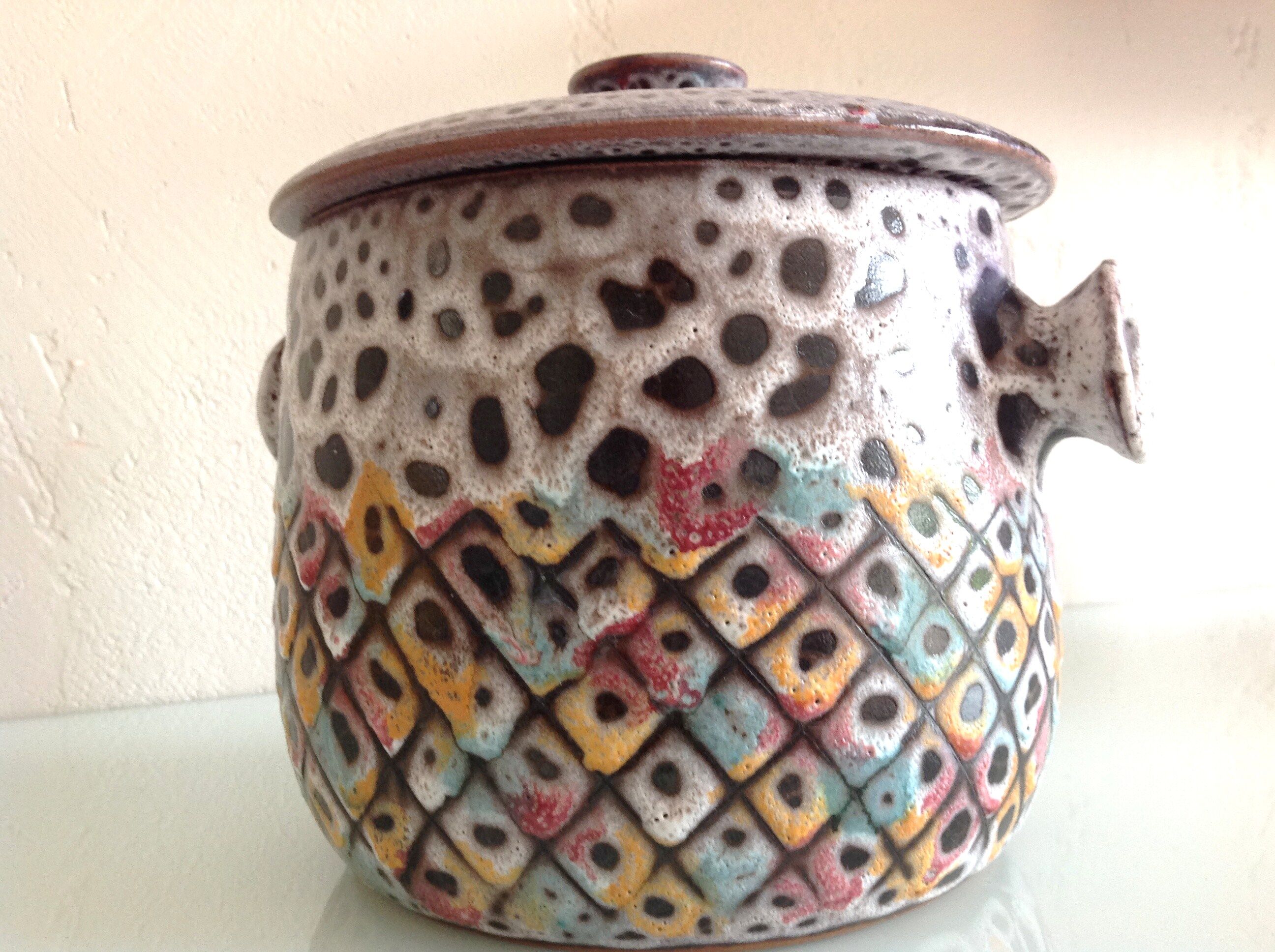 Polychrome cermal pot by FPP Vallauris / vintage 60s