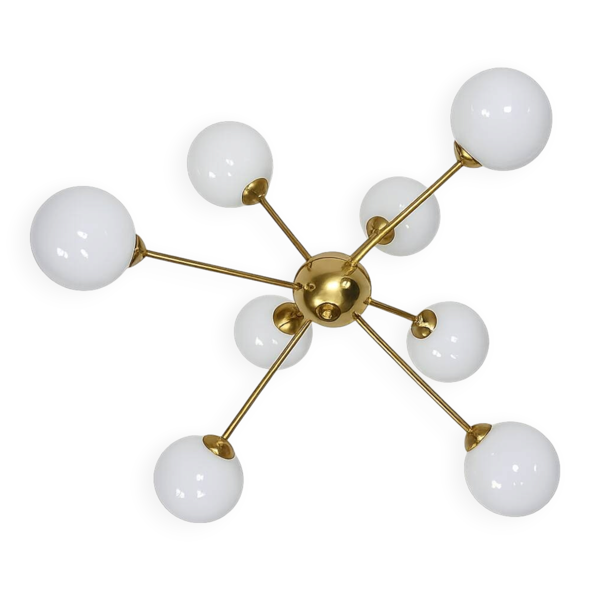 1960s Sputnik chandelier | Brass and glass | 8x E14 | Vintage