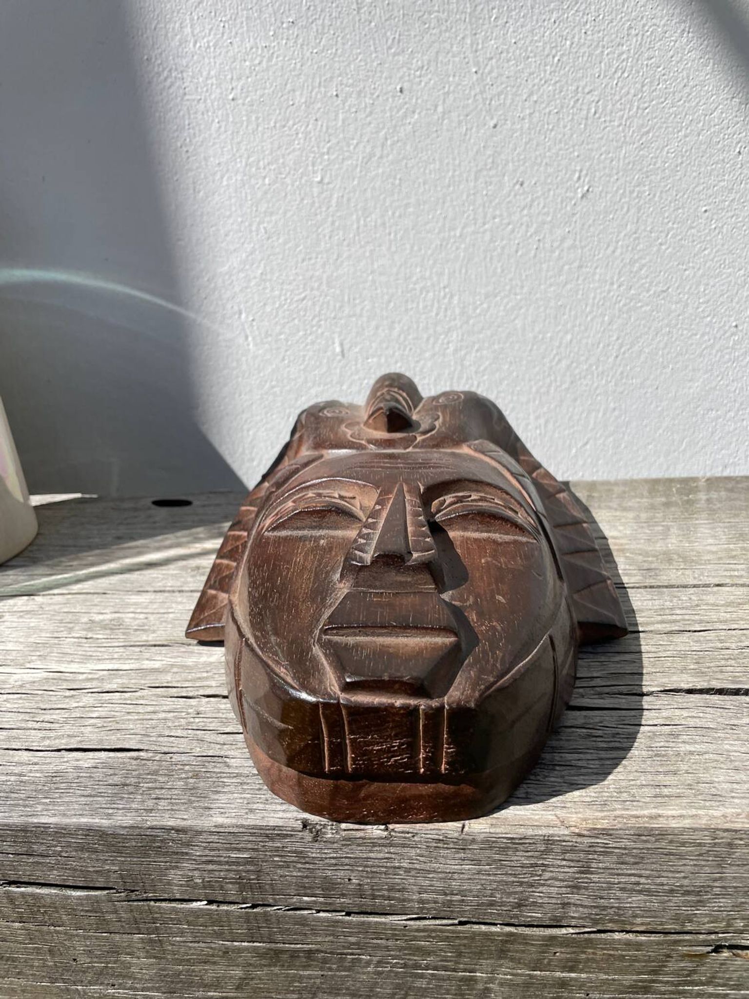 Minimalist wooden bird mask