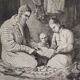 Engraving XIXth "Reading lesson in Orenburg & Country Ugsters"
