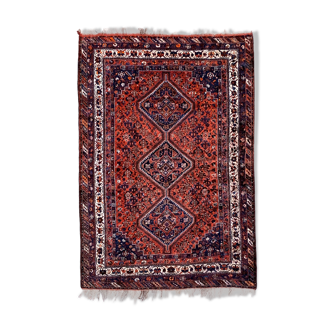 Tapis tribal antique 320x220 cm laine orientale fait main tapis rouge, marron, bleu
