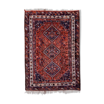 Antique tribal rug 320x220 cm wool oriental hand made carpet red, brown, blue