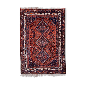 Antique tribal rug 320x220 cm wool oriental hand made carpet red, brown, blue