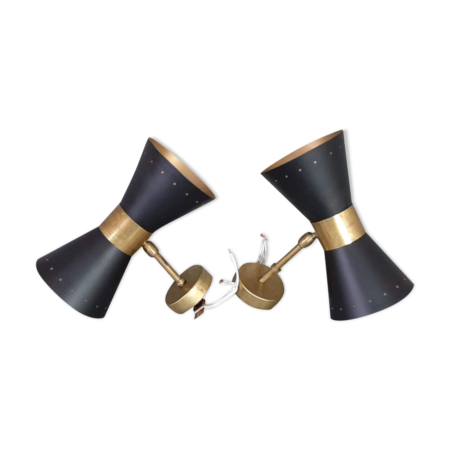 Pair of sconces black, in 1950s style