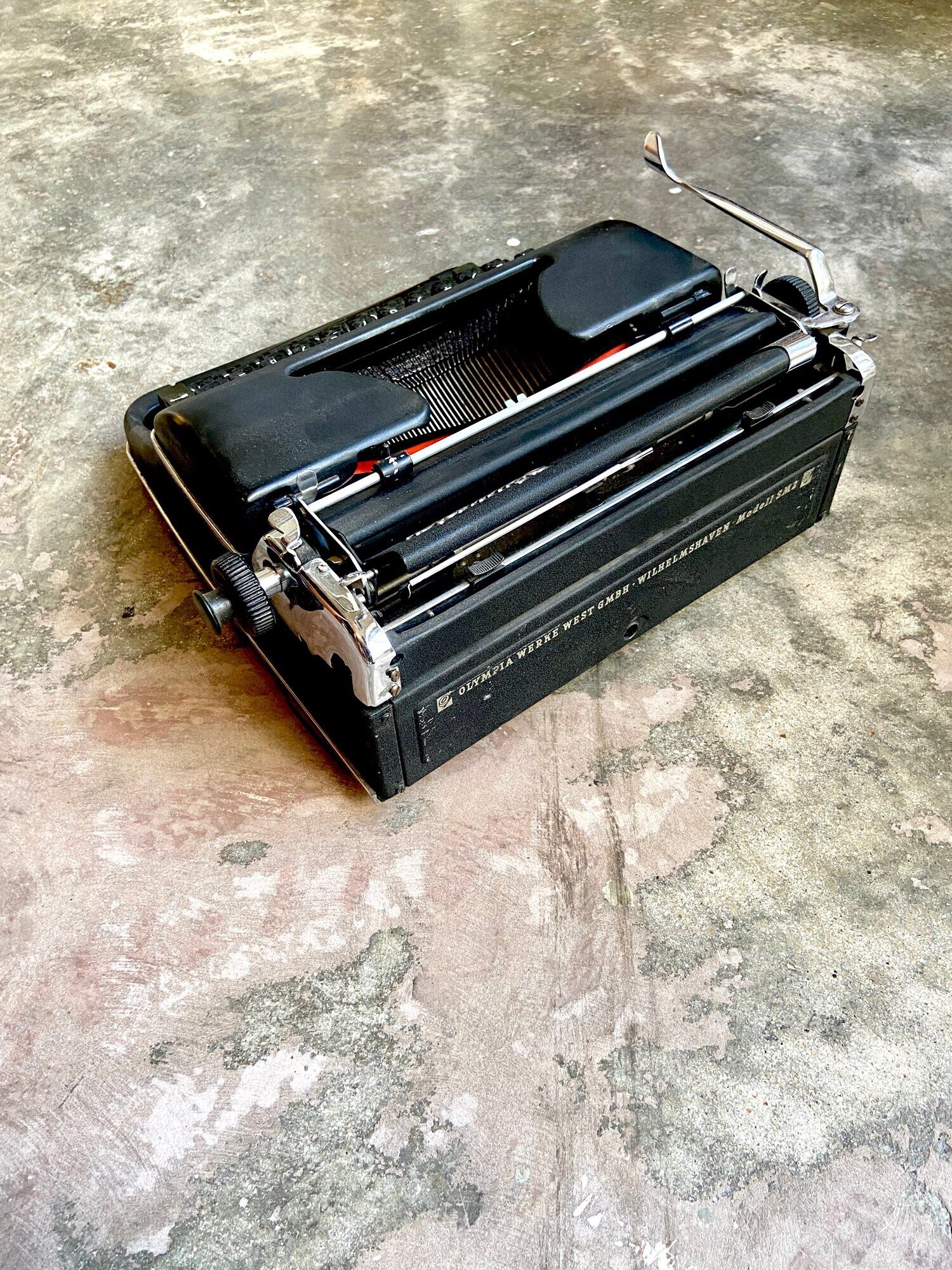 Olympia typewriter in black metal