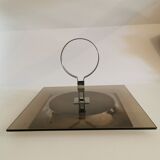 Vintage metal presentation tray and smoked glass