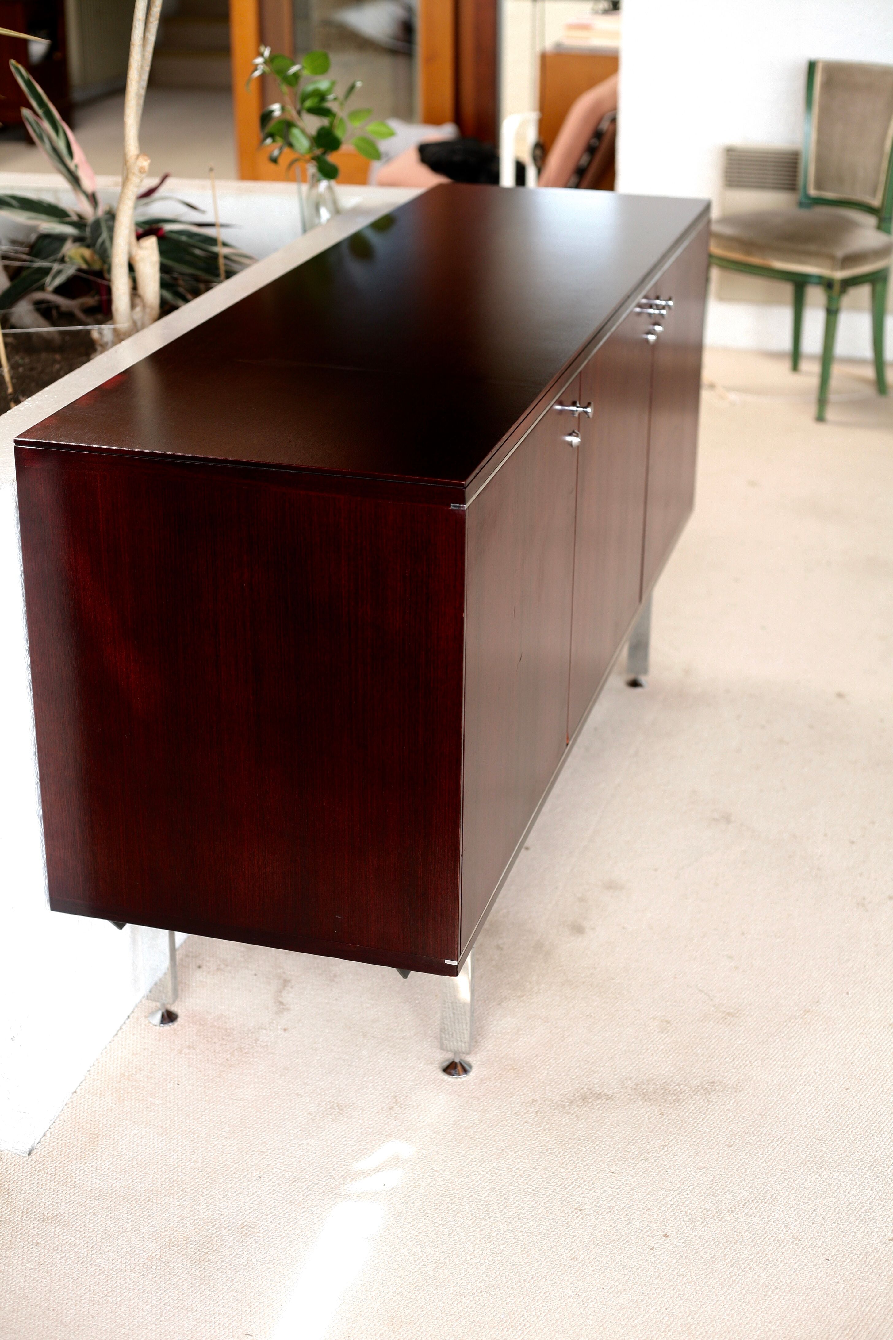Sideboard solid wood and steel, France, cira 1970, Negroni edition