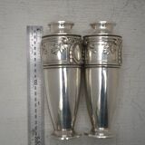 Pair of silver-plated art deco vases