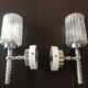 Pair of torch  in glass and chrome metal / vintage 70s wall light