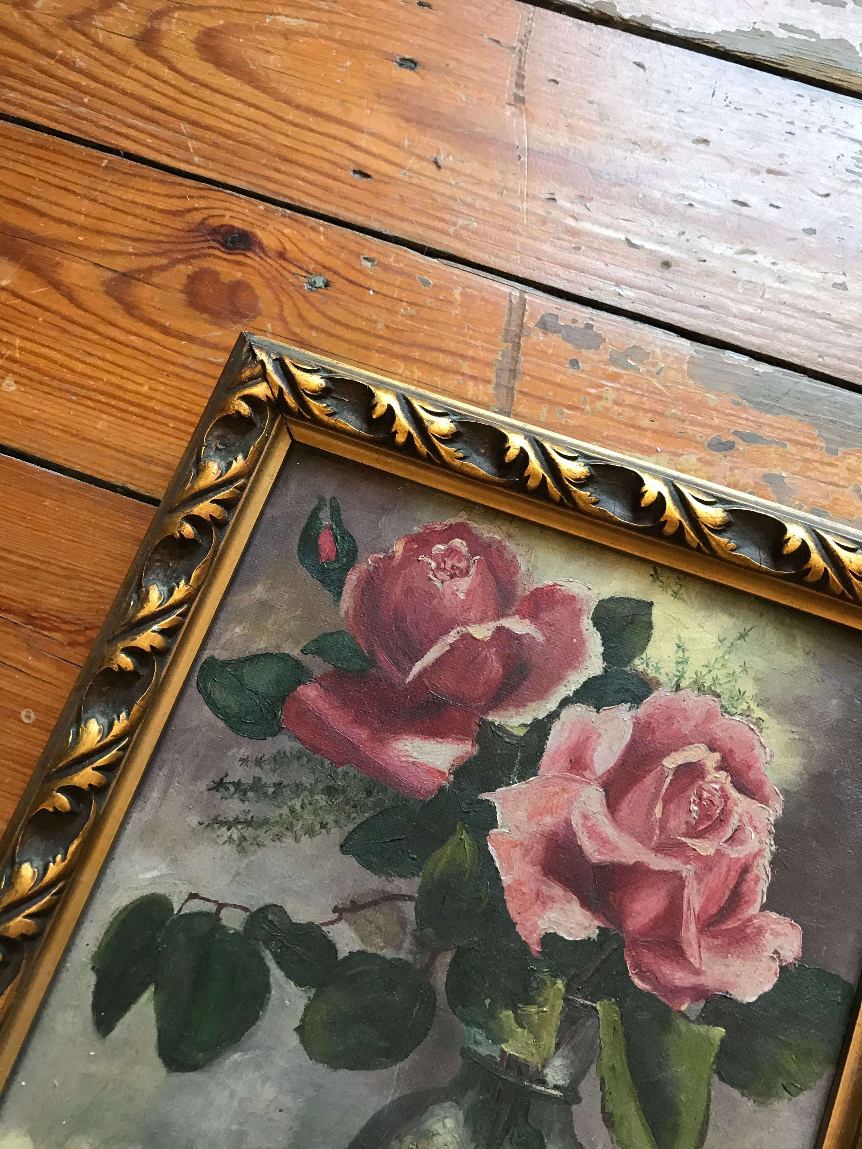 Tableau bouquet de rose nature morte