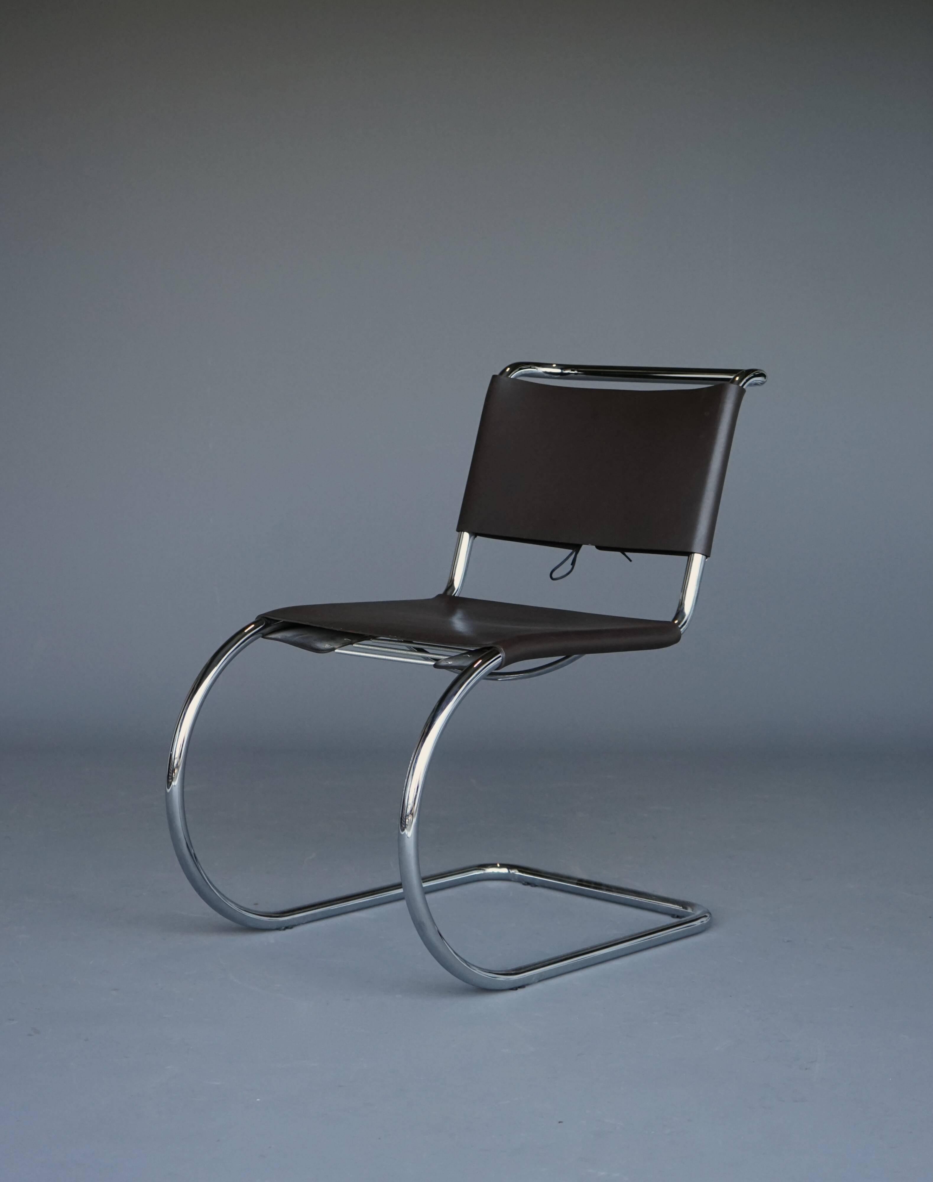 x4 Cantilever MR 10 chairs in the manner of Ludwig Mies van der Rohe.