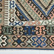 5x9 Kilim Anatolian Carpet, Handwoven Wool Rug, Blue Details Rug, 154x275Cm