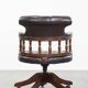Chesterfield Office Chair on Wheels in Dark Brown Cowhide Leather