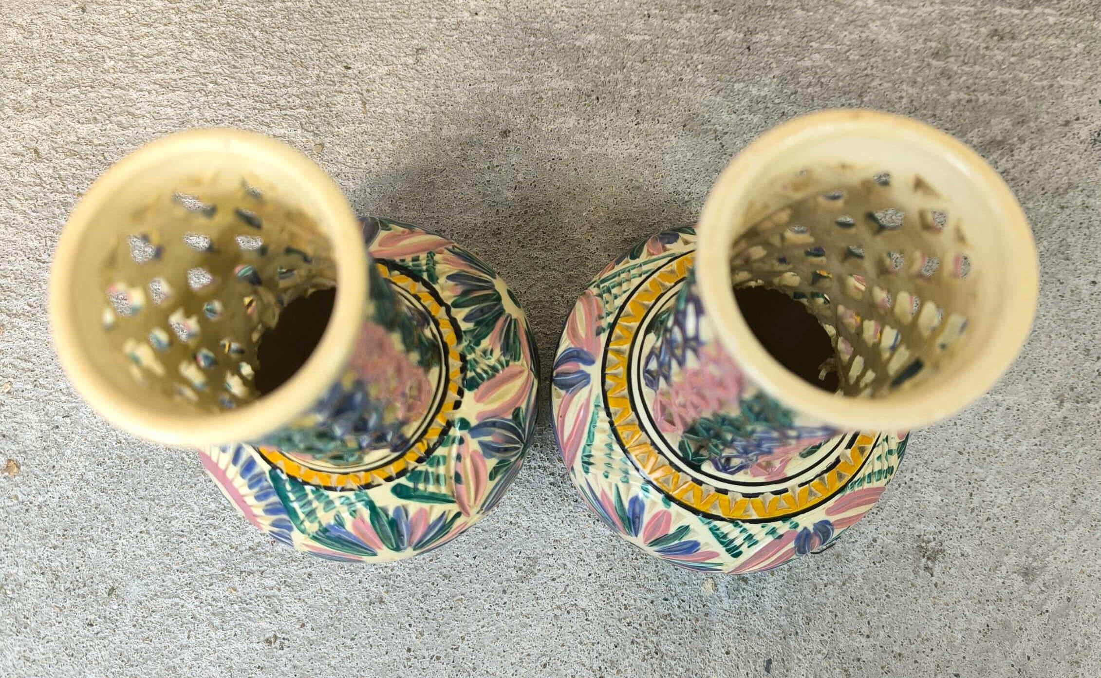 Pair of vintage openwork vases