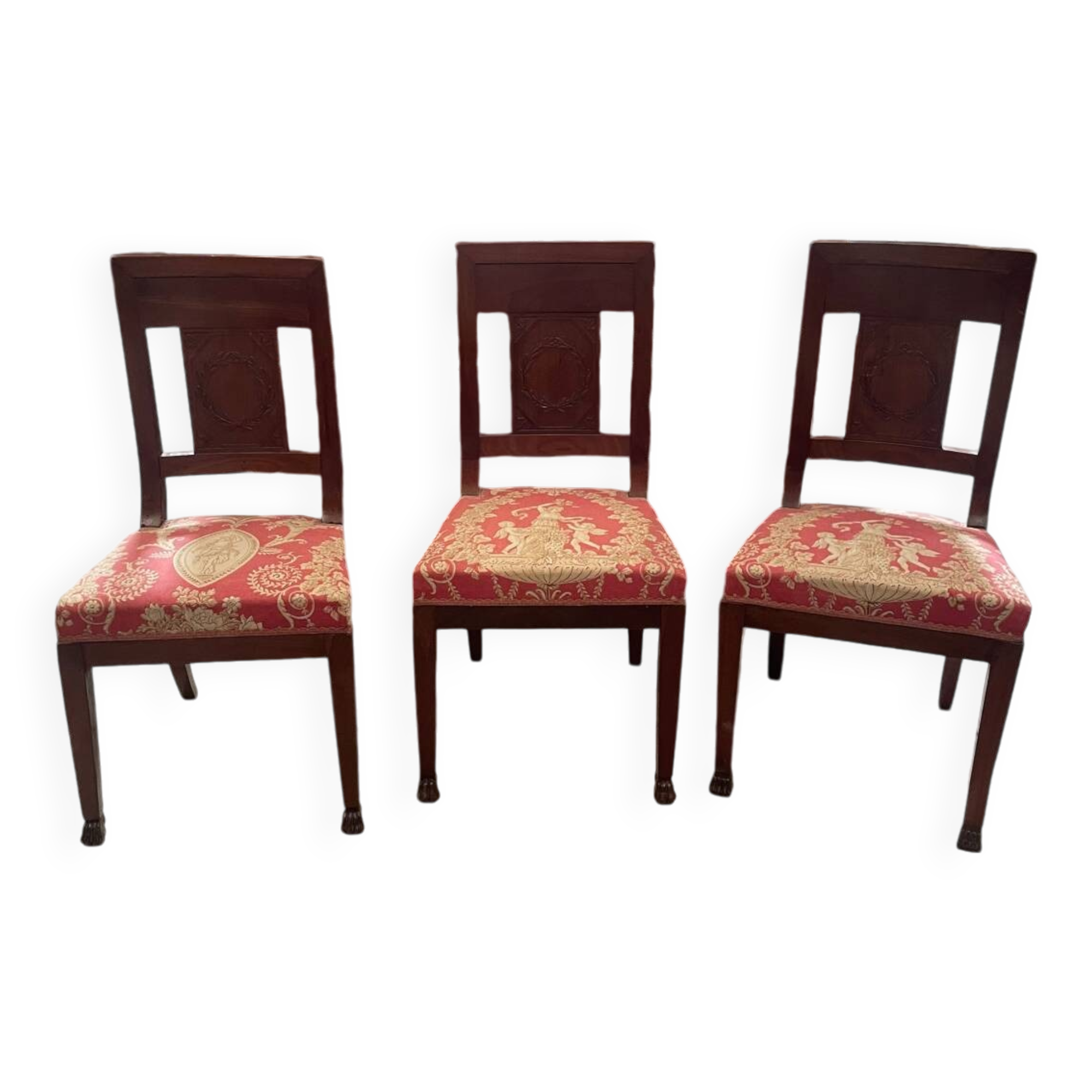 set of three antique Empire-style chairs.