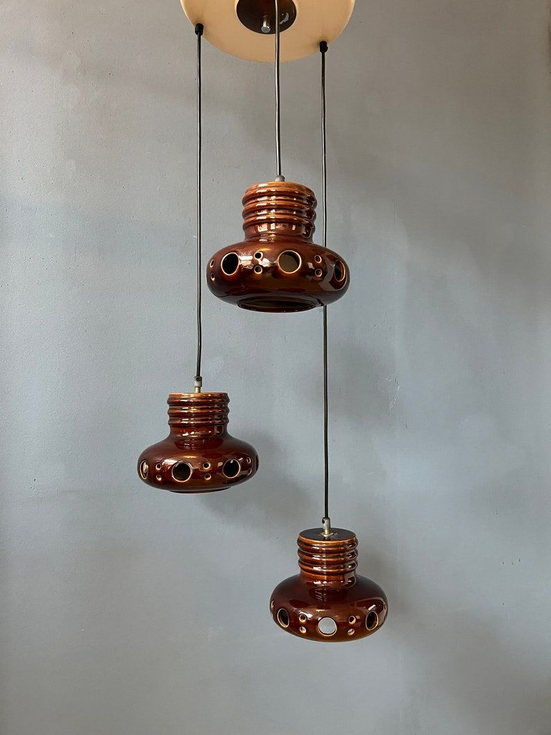 Ceramic pendant lamp West Germany Cascade
