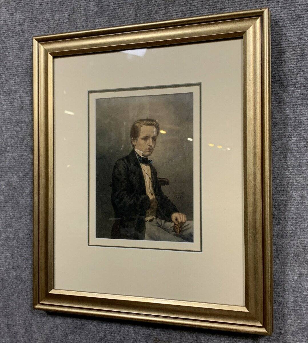 Swiss school 19th (1856): Portrait In Watercolor On Parchment Paper