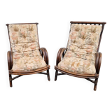 Vintage wicker armchair pair