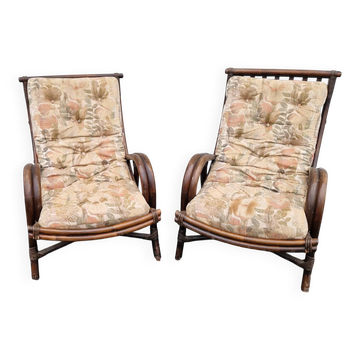 Paire de fauteuils en osier vintage