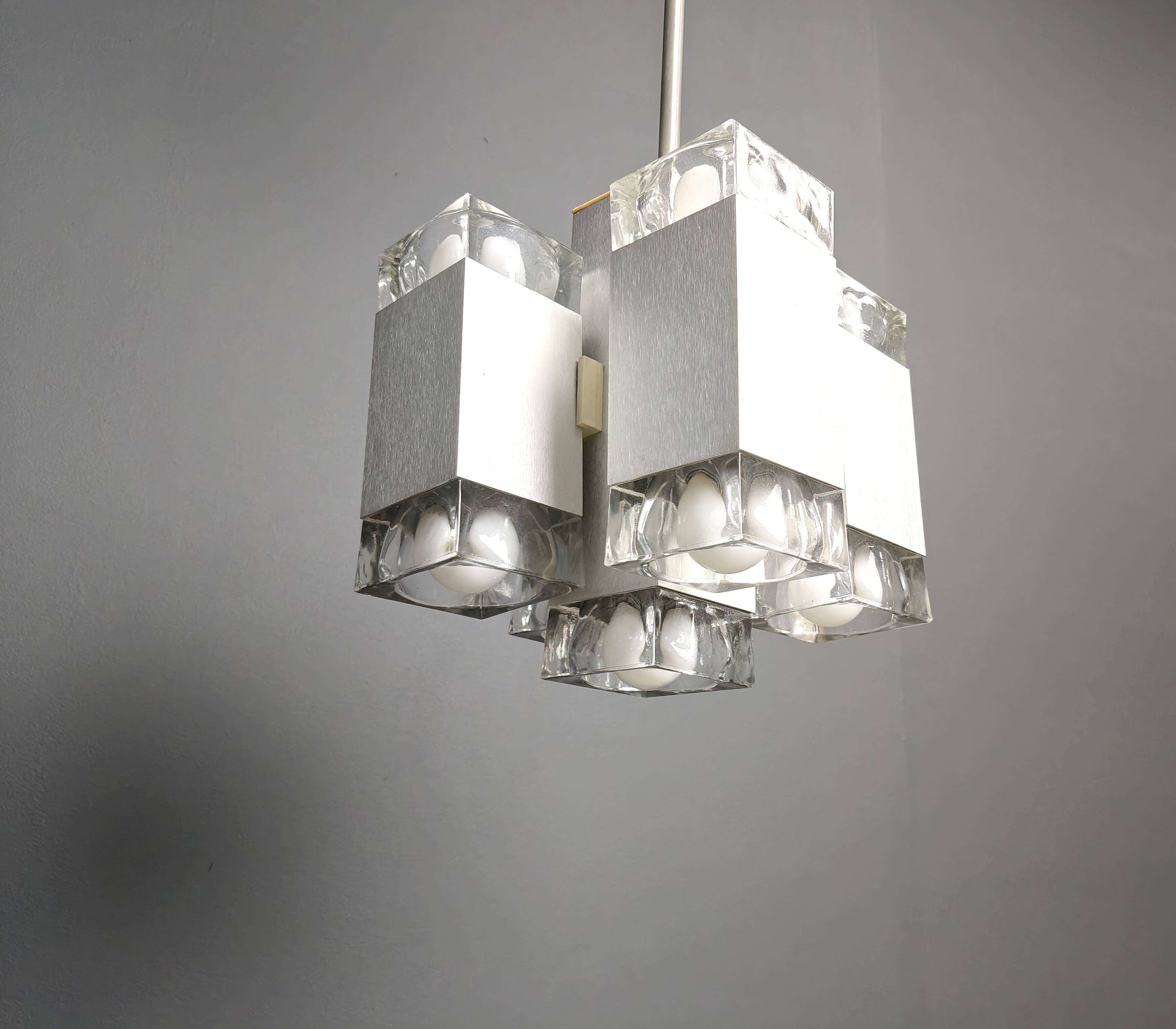 Vintage italian cubic chandelier by Gaetano Sciolari, 1970s
