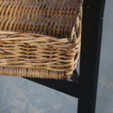 1960s Coffee table with wicker and smoked glass, Netherlands