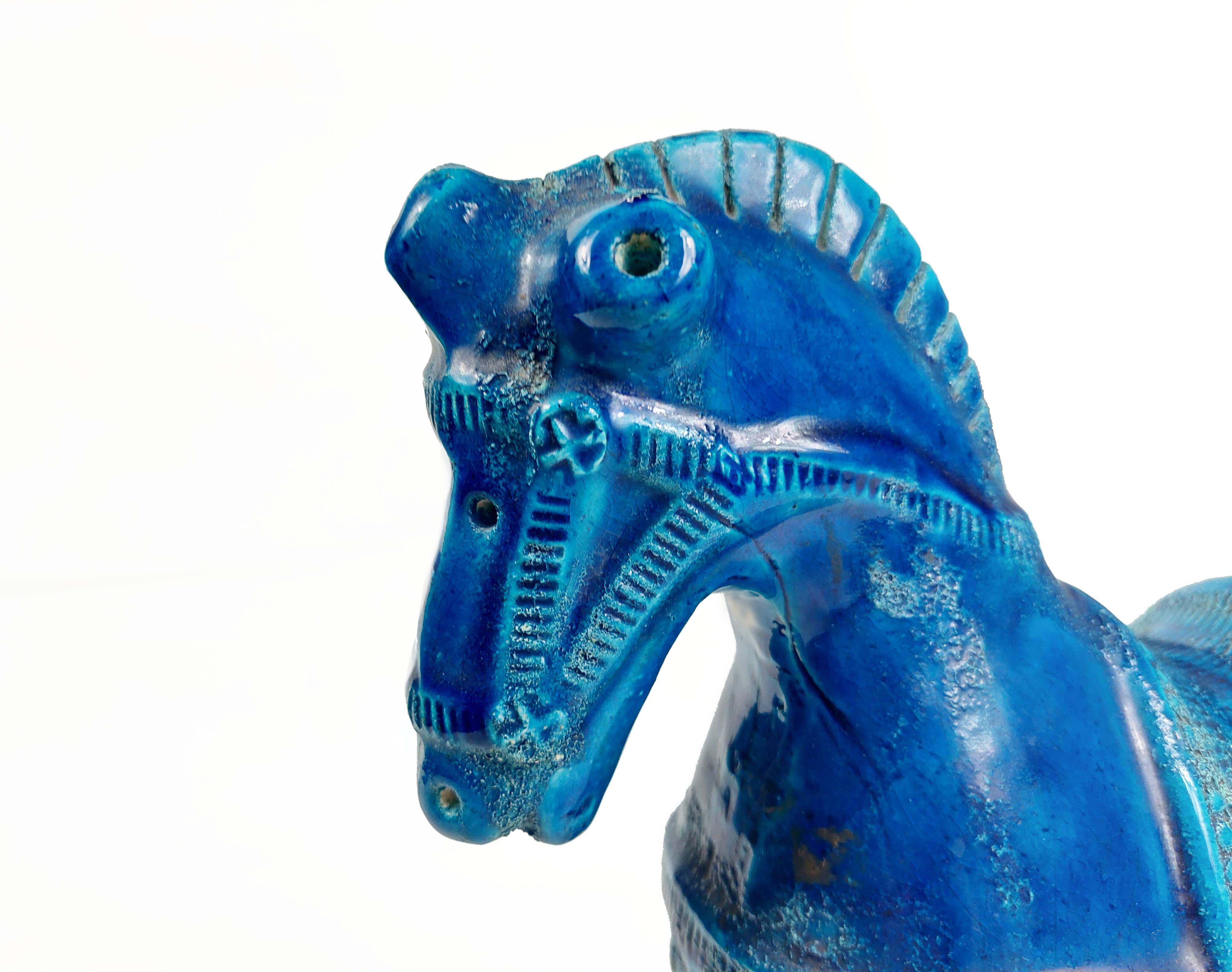 Cheval en céramique en Rimini blue par Aldo Londi