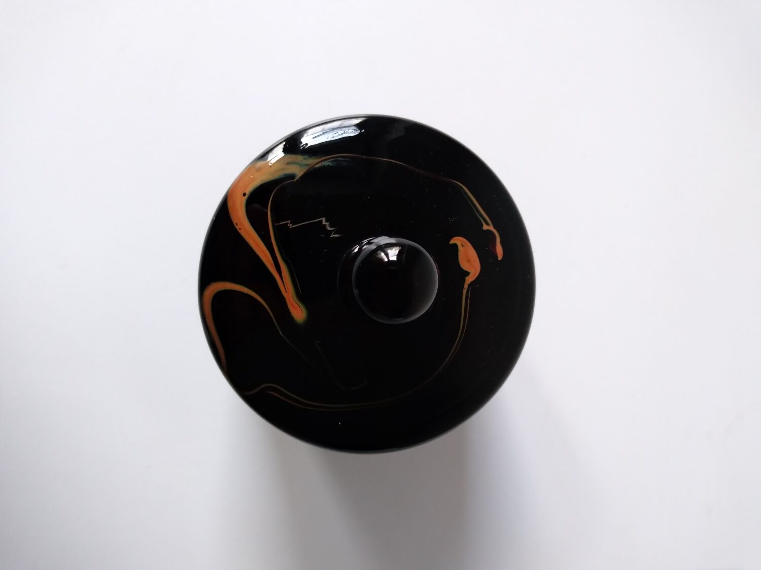 Black opaque glass box with WV glass stamp