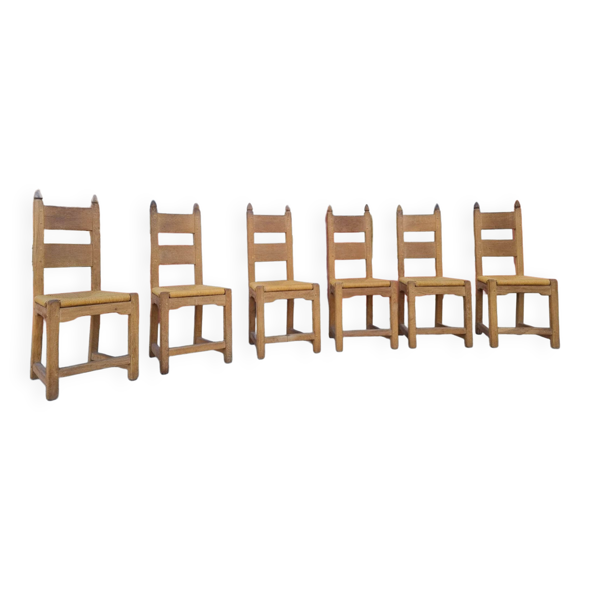 suite of 6 brutalist chairs