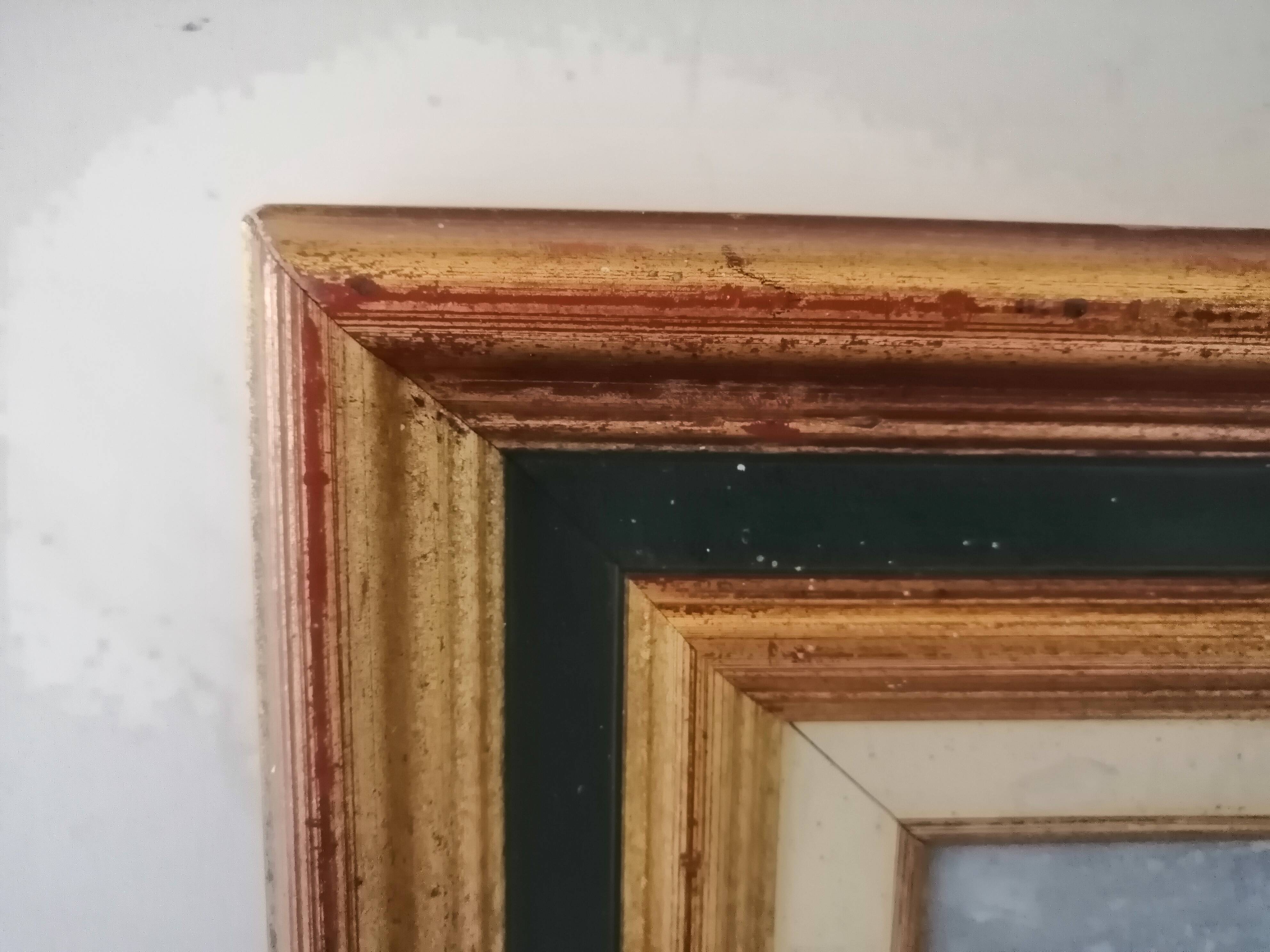 Old oil framed on panel