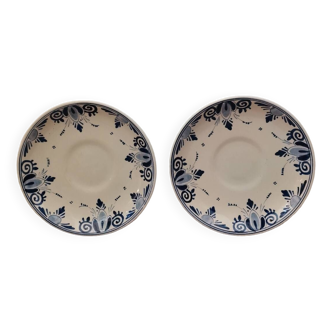 Lot de 2 assiettes, coupelles vintage delfts bleues modèle Regina, Hollande