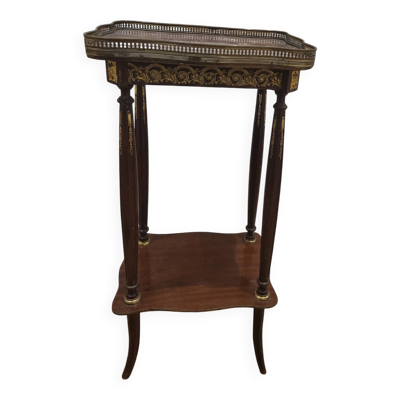 Selette Guéridon en bois d'acajou marbre et bronze style Louis XV
