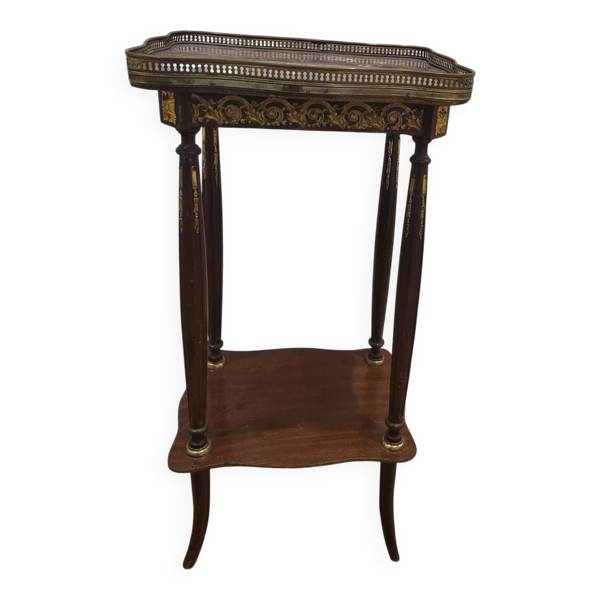 Selette Guéridon en bois d'acajou marbre et bronze style Louis XV