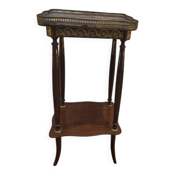 Selette Guéridon en bois d'acajou marbre et bronze style Louis XV