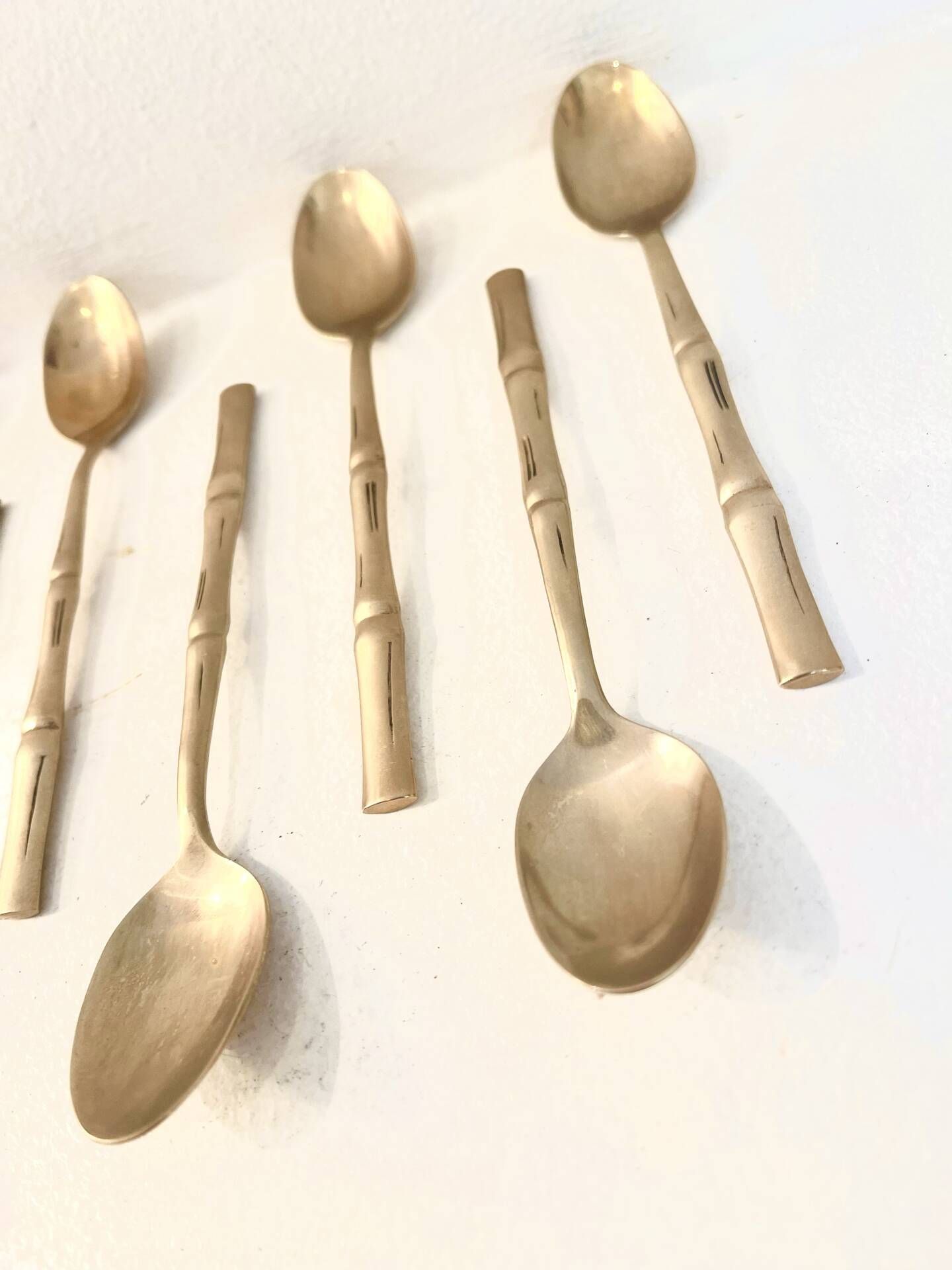12 gold-plated brass teaspoons, Hollywood Regency – circa 1970
