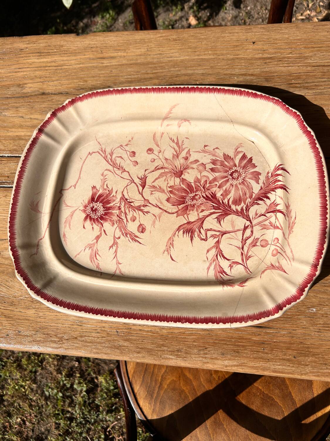 Pink iron earth dish 19 century