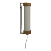 Applique vintage orientable, métal laqué blanc et pin, Suède, 1980