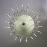 Venetian chandelier in white and gold Murano glass, circa 1980