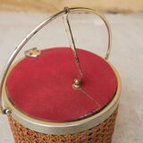 Vintage rattan ice bucket by Kraftware N.Y.C.
