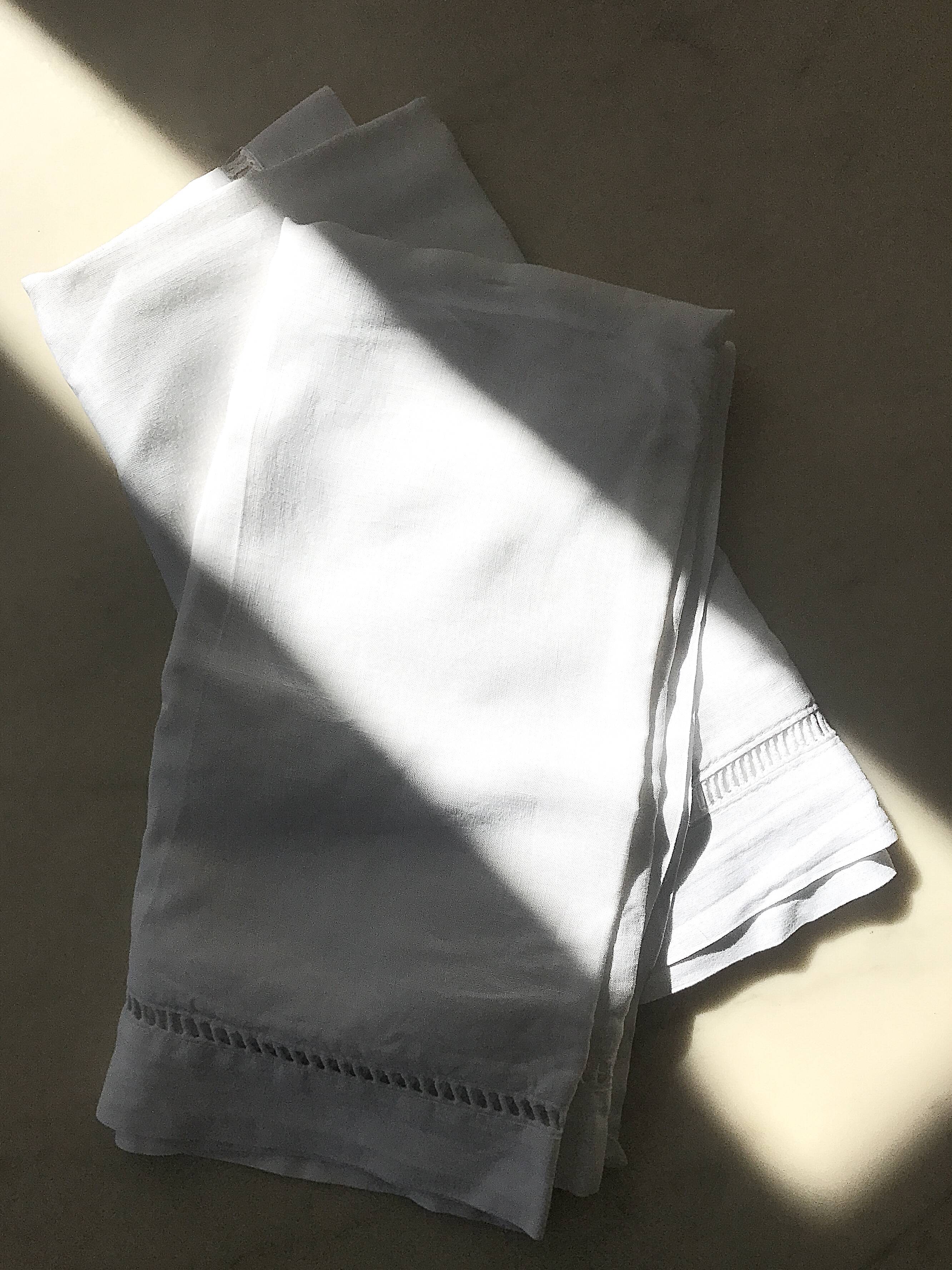 Duo of openwork linen pillowcases