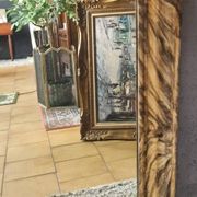 Louis Philippe mirror with faux wood decor 93 x 69 cm