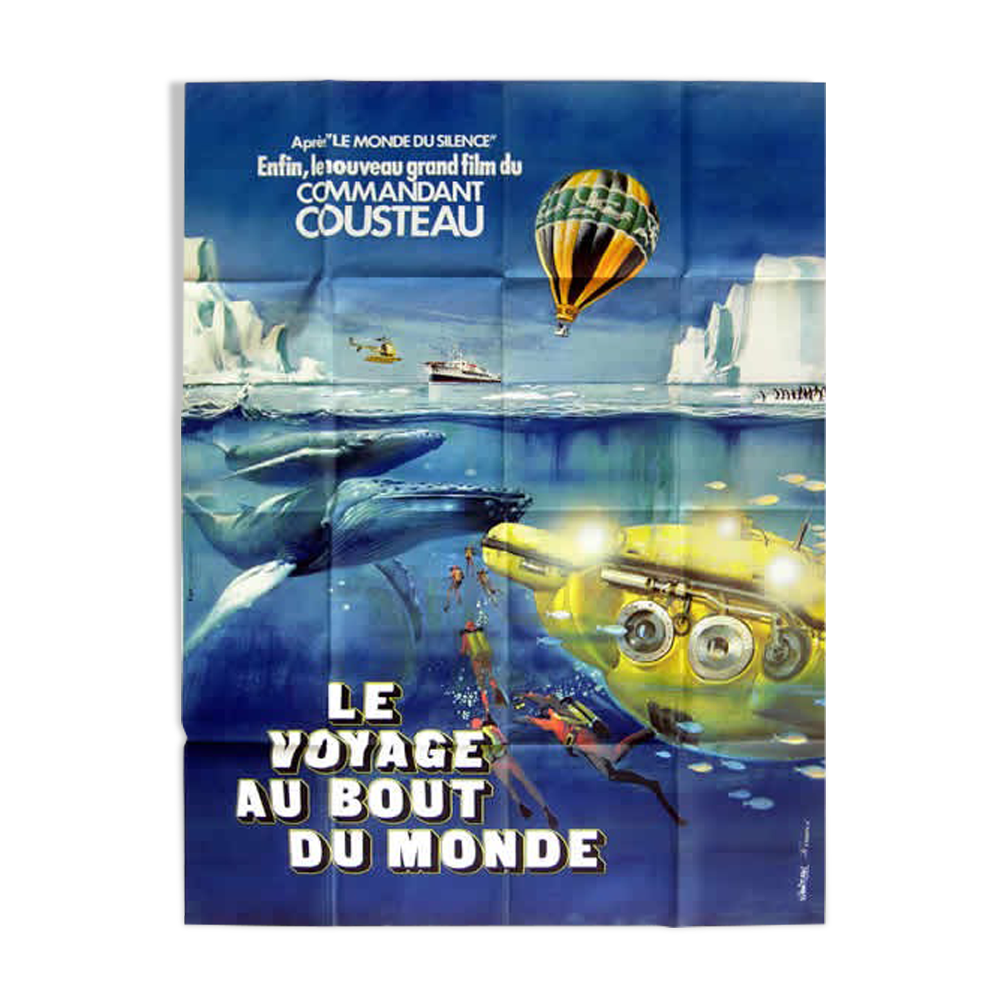 original poster of 1975 Voyage au bout du monde Jacques Yves Cousteau seabed 120x160 cm