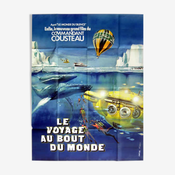original poster of 1975 Voyage au bout du monde Jacques Yves Cousteau seabed 120x160 cm