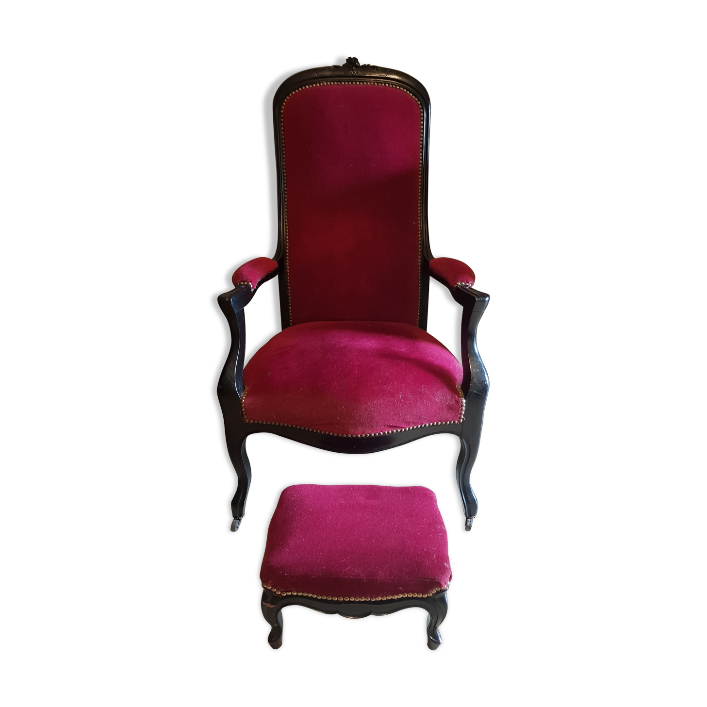 Voltaire chair and foot rest