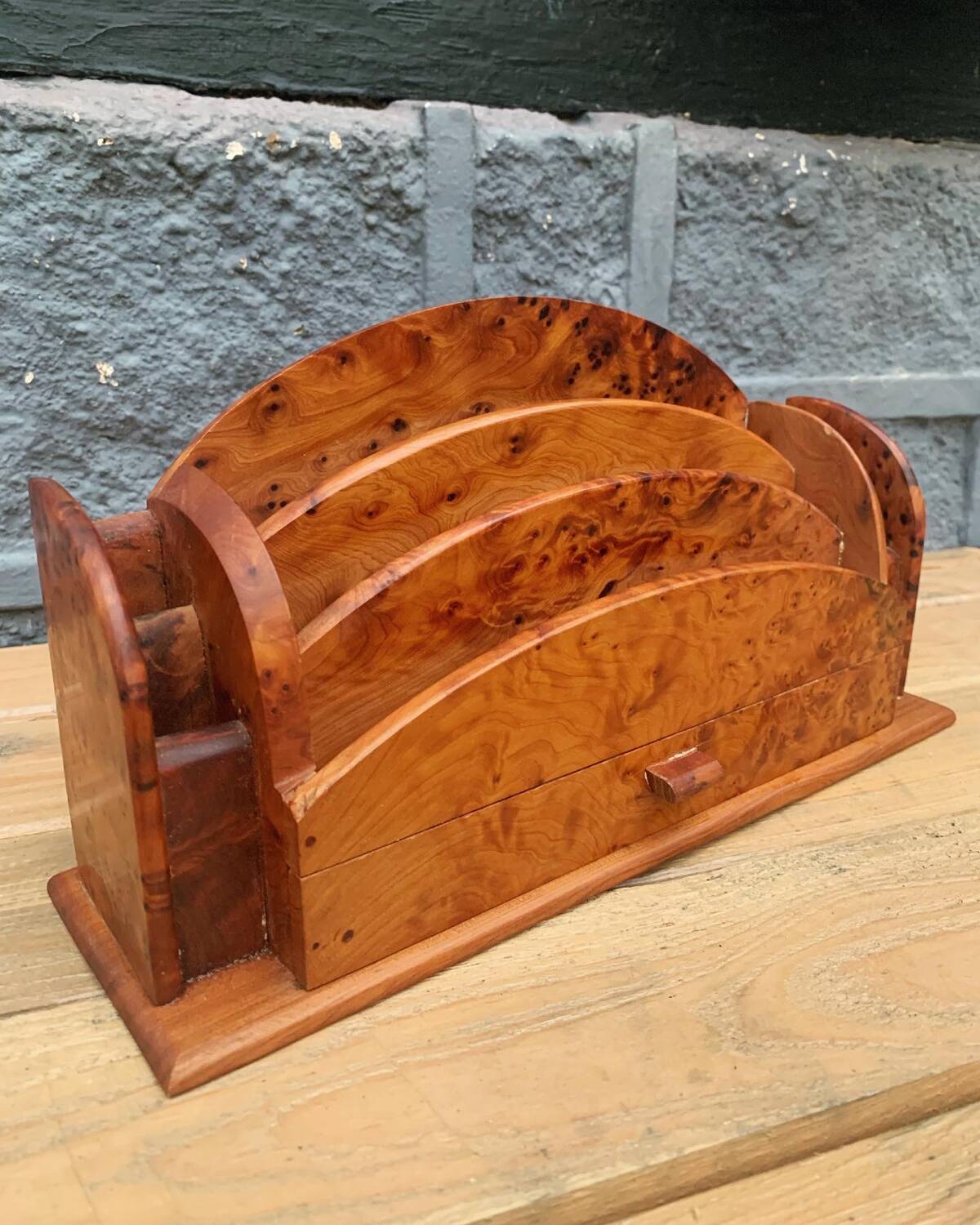 Mail holder in thuja, Art Deco style