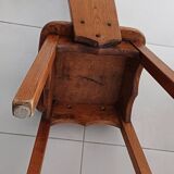 8 brutalist solid oak chairs